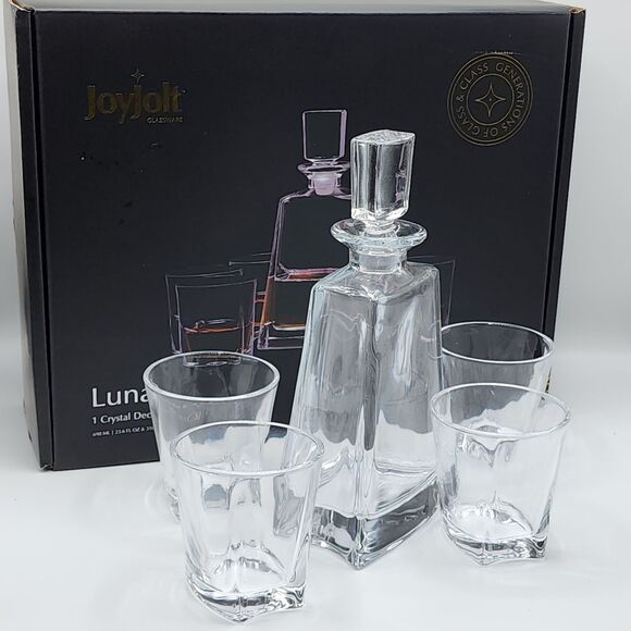 JoyJolt Other - JoyJolt Glassware Luna Whiskey Crystal Decanter‎ And Glass Set of 5